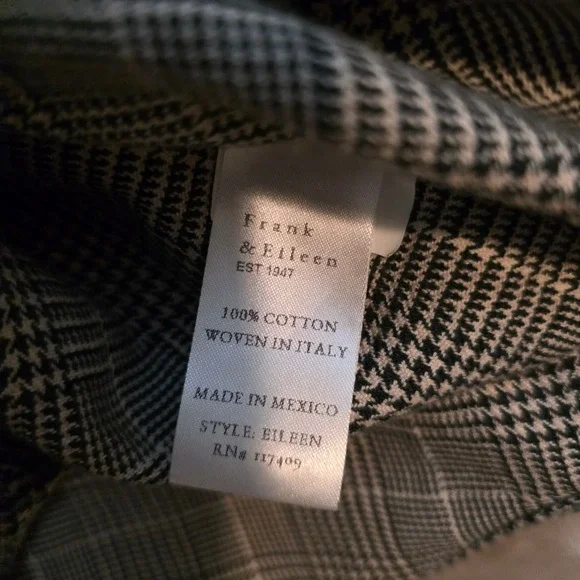 Frank & Eileen relax Button  Shirt Women XL Grey Plaid Glen Check Woven in Italy - Picture 11 of 12